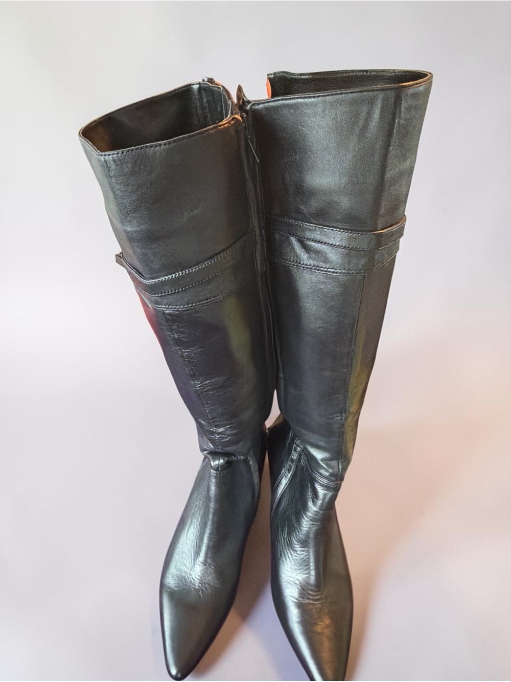 Ralph Lauren Women’s Leather Knee-High Stiletto Boots In Black Size 8 1/2 NWOT - Picture 3 of 10